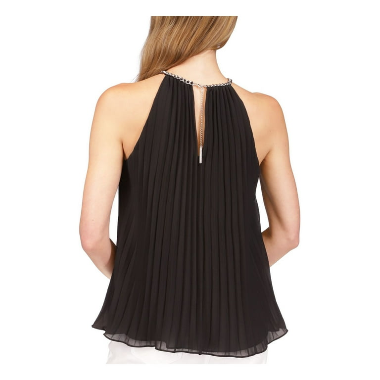 MICHAEL MICHAEL KORS Womens Black Pleated Lined Chain Detail  