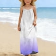 thumbnail image 6 of Fesfesfes Girls Fashion Cute Stripe Print Back Drawstring Loose Suspender Long Dress for Kids and Teens Elegant Party Wear Comfortable Casual Outfit(Purple#2,9-10 Years), 6 of 9