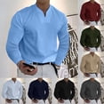 thumbnail image 3 of CENL Men Casual V Neck Dress Shirts Long Sleeve Slim Collar Office Blouse Tops Tee, 3 of 9