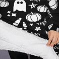 thumbnail image 3 of Oversized Wearable Blanket Hoodie,Black Halloween Ghosts Pumpkins and Stars Sherpa Blanket Hoodie with Super Pockets,Super Warm Fuzzy Pullover for Women & Men, 3 of 6