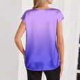 thumbnail image 4 of Women Silk Satin Tops Short Sleeve Blouse V Neck Shirts Business Casual Outfits Purple 3XL, 4 of 5