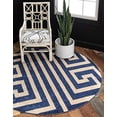 thumbnail image 2 of Unique Loom Tapis Design de Bordure Athens Rond 8' x 8' Bleu Marine/beige, 2 of 10