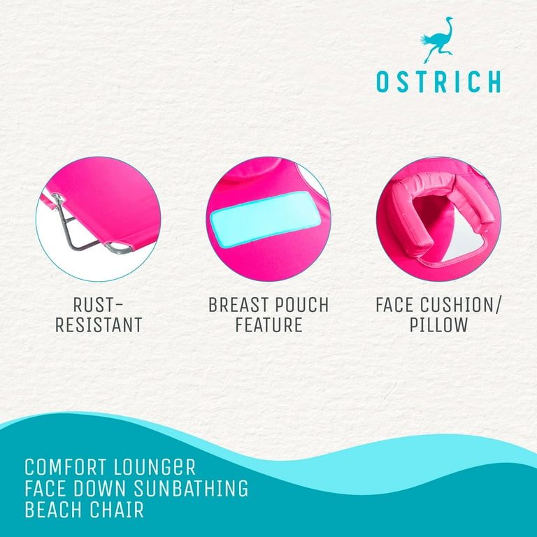 Ostrich Ladies Comfort Adjustable Lounger Beach Chaise Pink Polyester Steel Walmart