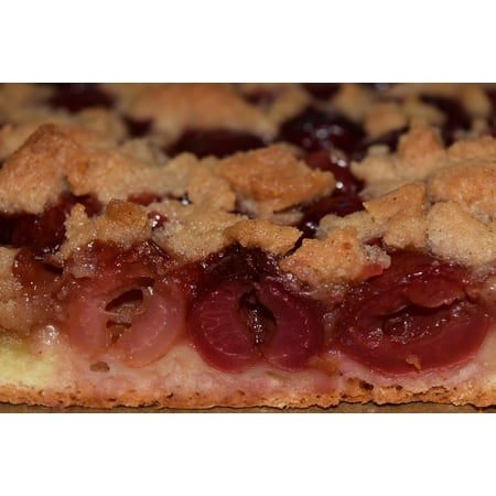 Canvas Print Sweet Cherry Pie Streusel Cake Sheet Cake Close Stretched Canvas 10 x