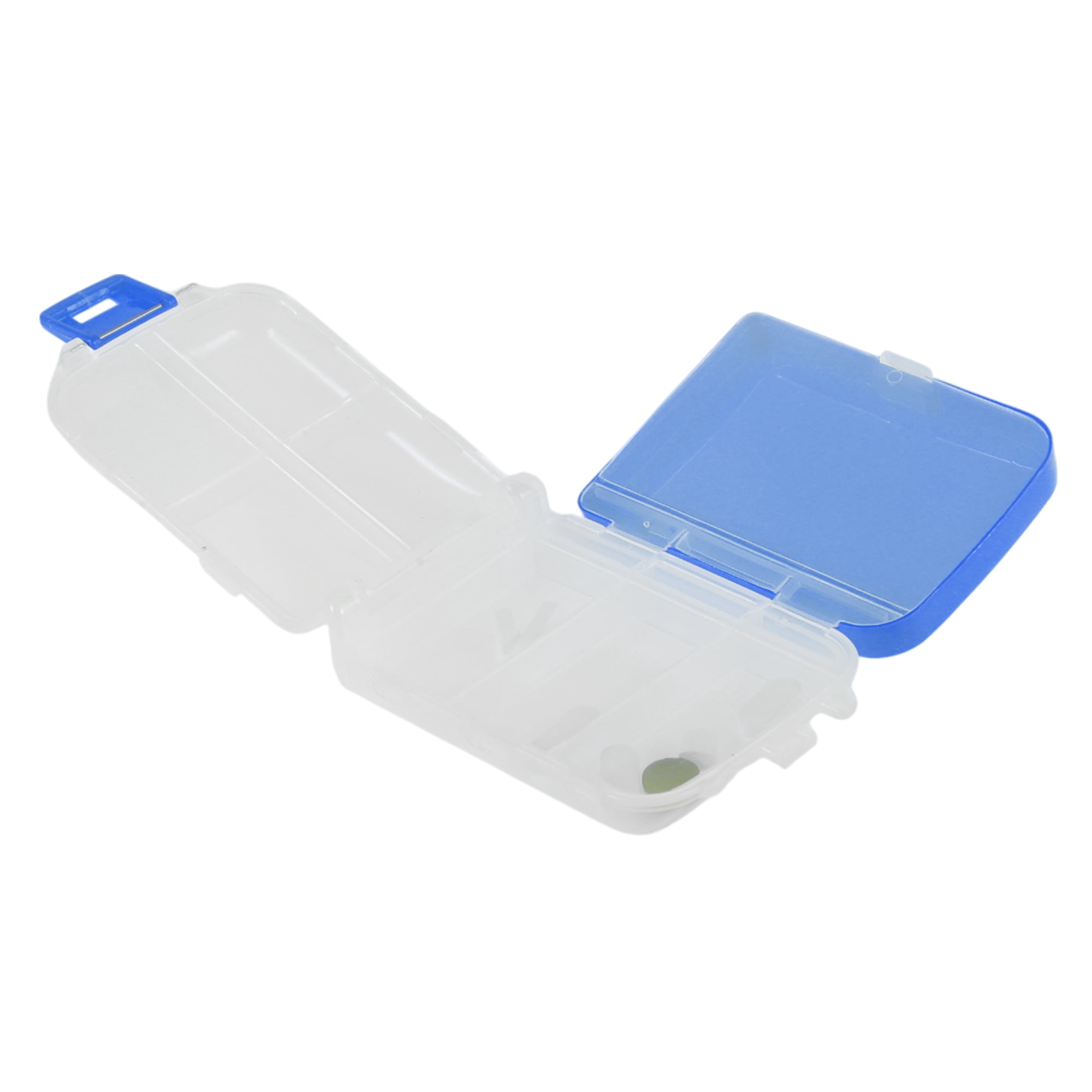 Unique Bargains 8 Grids 3 Fold Pill Case for Travel 1 Pc Clear, Blue