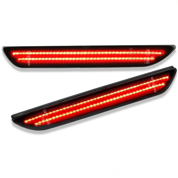 For 2015-2022 Ford Mustang Smoked Lens LED Rear Bumper Side Marker Lights Red