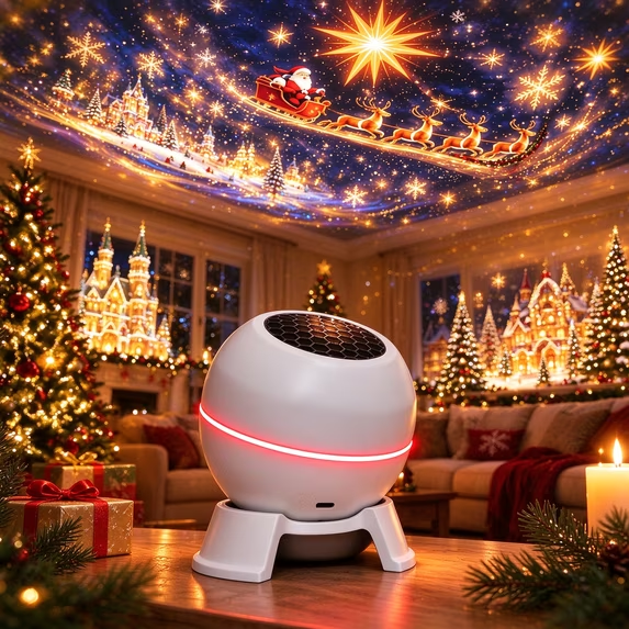 Magical Christmas Projection Night Light, Holiday Projector Lamp for Indoor Christmas Decorating, USB Powered Ceiling Wall Decor for Bedroom and Party Room