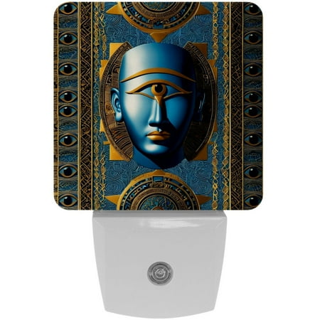 

Night Lights Plug Into Wall [2 Pack] Night Light for Kids LED Nightlight with Dusk to Dawn Sensor for Bathroom Decor Children Room Egyptian Style Ethnic Tribal