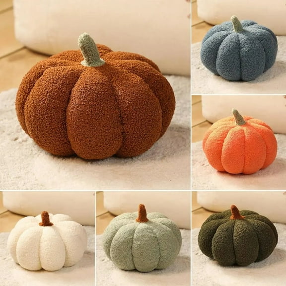 20CM Creative Pumpkin Plush Toy Halloween Decoration Pumpkin Throw Pillow Bedroom Living Room Throw Pillow(Brown)