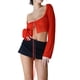 thumbnail image 2 of SAYOO - Camiseta de manga larga para mujer, color sólido, con amarre, de malla, transparente SAYOO Moda, 2 of 8
