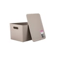 thumbnail image 2 of Superio 22L Large Taupe Ribbed Storage Bin with Lid, Plastic (2 Pack), 2 of 7