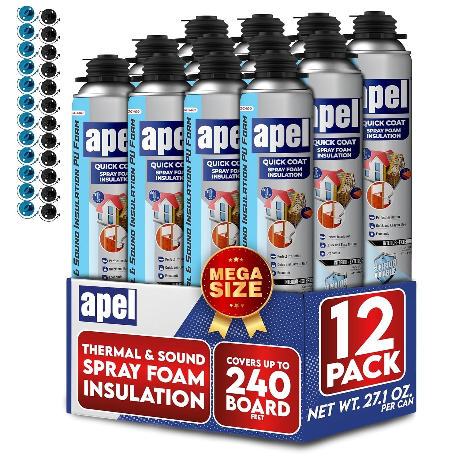 Ixirpro Spray Foam Insulation - 12 Pack (30 Oz. / 850 G Cans) High Density, R-5.5