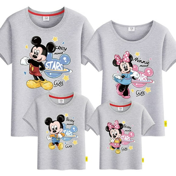 Disney Mickey Minnie Imprimé Famille Correspondant à des Vêtements de Bande Dessinée Papa Maman Enfants T-shirts Père Fils Fille Top Vêtements Famille Ensembles