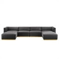 thumbnail image 3 of Conjure Channel Tufted Performance Velvet 6-Piece Sectional-EEI-5846-GLD-BLK, 3 of 5