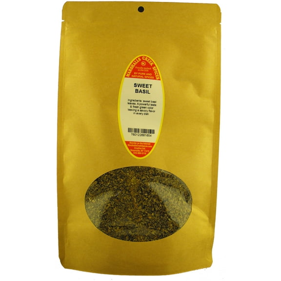 Marshalls Creek Spices BASIL SWEET, SWEET BASIL 2 oz. Kraft Stand Up Pouch ECO Friendly Recyclable Mailer