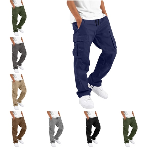 Nskgu Boys Cargo Pants Cotton Baggy Chino Straight Leg Trousers Elastic Waist Multi Pocket Joggers Casual Back To School Hiking Pants For Kids & Teens 5-15 Years