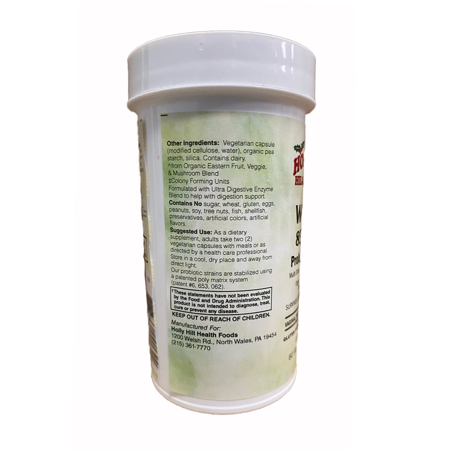Holly Hill Health Foods Women's 85 Billion Probiotic Formula, 60 Vegetarian Capsules