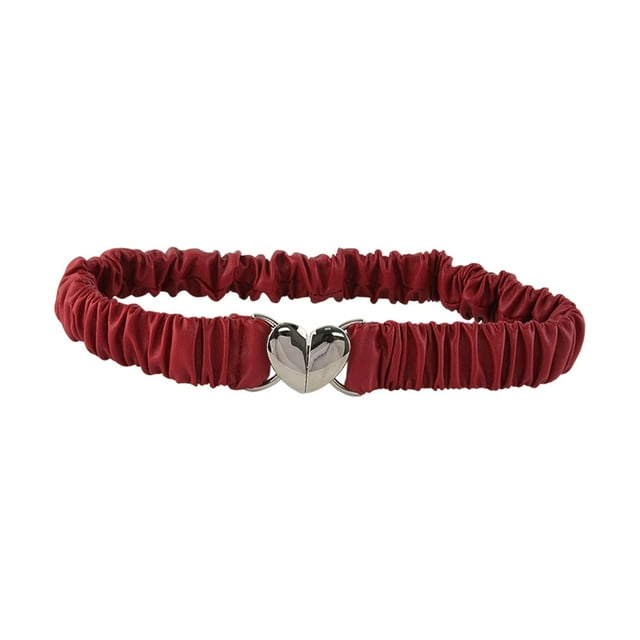 Elegante cinturón de cintura para mujer con hebilla en forma de corazón, accesorio elástico para vestidos. Rojo