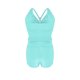 thumbnail image 5 of Conjunto de Bikini de Cintura Alta para las Mujeres de Corte Alto Correa sin Espalda Color Bloque Fuera Del Hombro Traje de Baño, 5 of 7