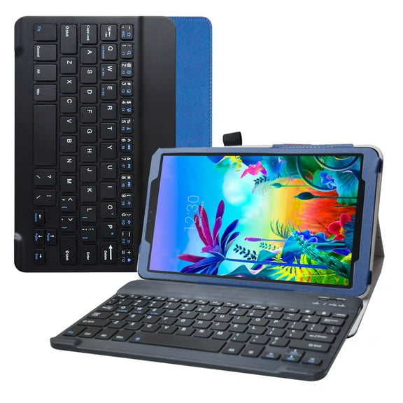 Labanema 10.1" LG G Pad 5 10.1 T600 Bluetooth Keyboard Case, PU Leather Folio Stand Protective Case, Cover for 10.1" LG G Pad 5 10.1 T600 (Blue)