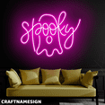 thumbnail image 3 of Craftnamesign Spooky Ghost Neon Light For Wall Decor, Halloween LED Wall Art, 3 of 5