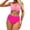 Pink, variant on Staron Women's Bikini High Waisted Swimsuit Two Piece Set with Removable Padded Bra and Skirt Modest Bathing Suit for Beach Pool Vacation, Orange S