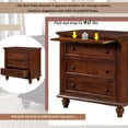 thumbnail image 4 of EUROCO Storage Wood Bedside Cabinet，Dresser End Table with Pull out Tray，Bedside Table with 3 Drawers,Rubber Wood Legs，Iron Handle and Solid Frame for Living Room Bedroom Entryway,Brown, 4 of 9