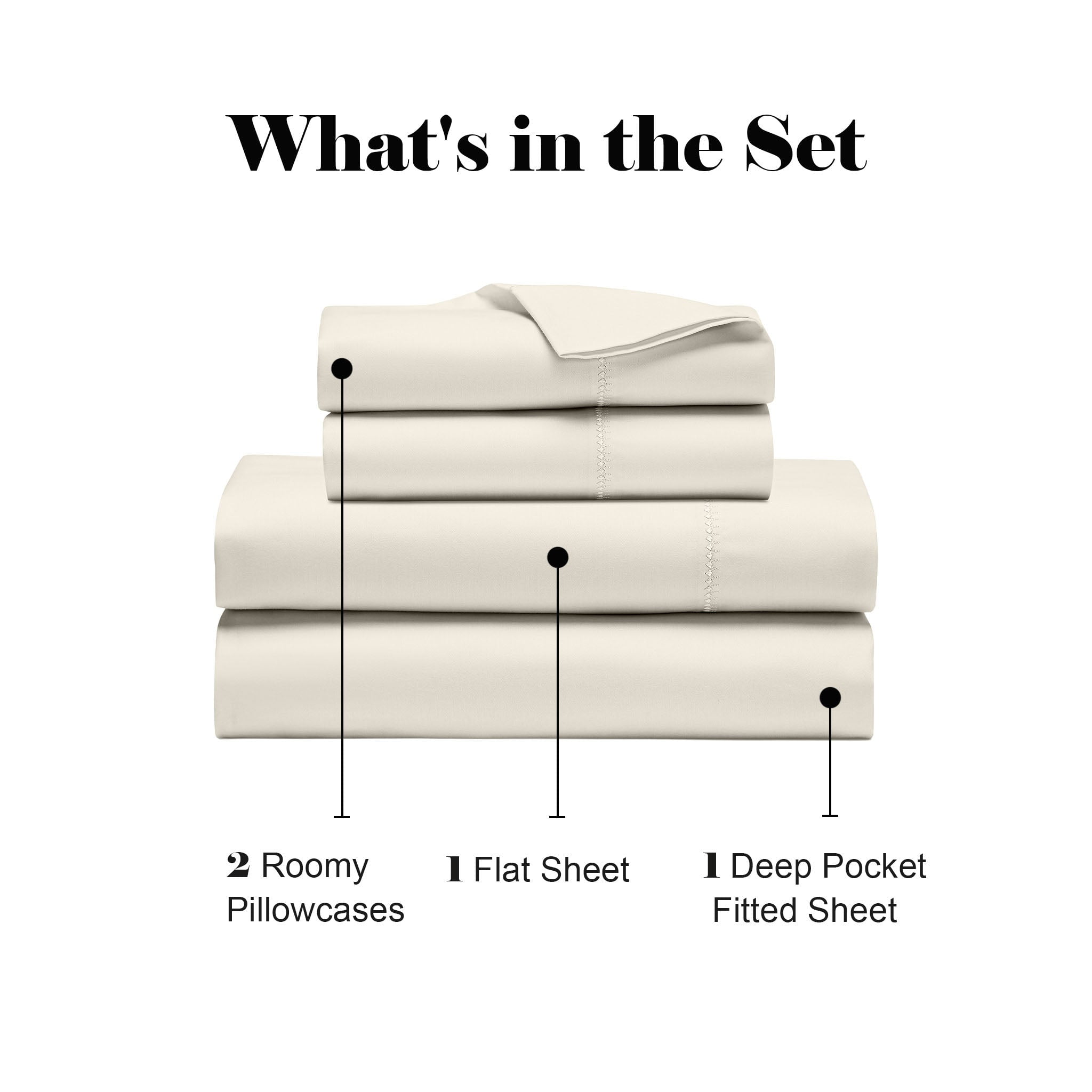Superior Cotton Blend 600 Thread Count Embroidered Sheet Set, King, Ivory