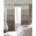 thumbnail image 2 of Blackout Curtains for Bedroom, Brown Beige Ombre Room Darkening Window Drapes for Living Room, Farmhouse Vintage Wooden Striped Thermal Insulated Grommet Curtains, 42x63 inch, 2 Panels, 2 of 9