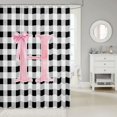 thumbnail image 2 of Manfei Ribbon Bowtie Letter Design Shower Curtain 72Wx78L,Abstract Plaid Pattern Bath Curtain, 2 of 5