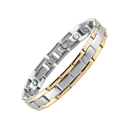 Link Magnetic Clasp Bracelet - Men's Golf Link Bracelet 316L Stainless Steel Magnetic Therapy, Color Gold, Silver