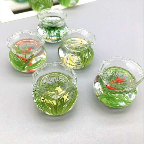 LEORX 5pcs Miniature Glass Fish Tanks Diy Desktop Ornaments For Home Decor For Goldfish Mini House Accessories