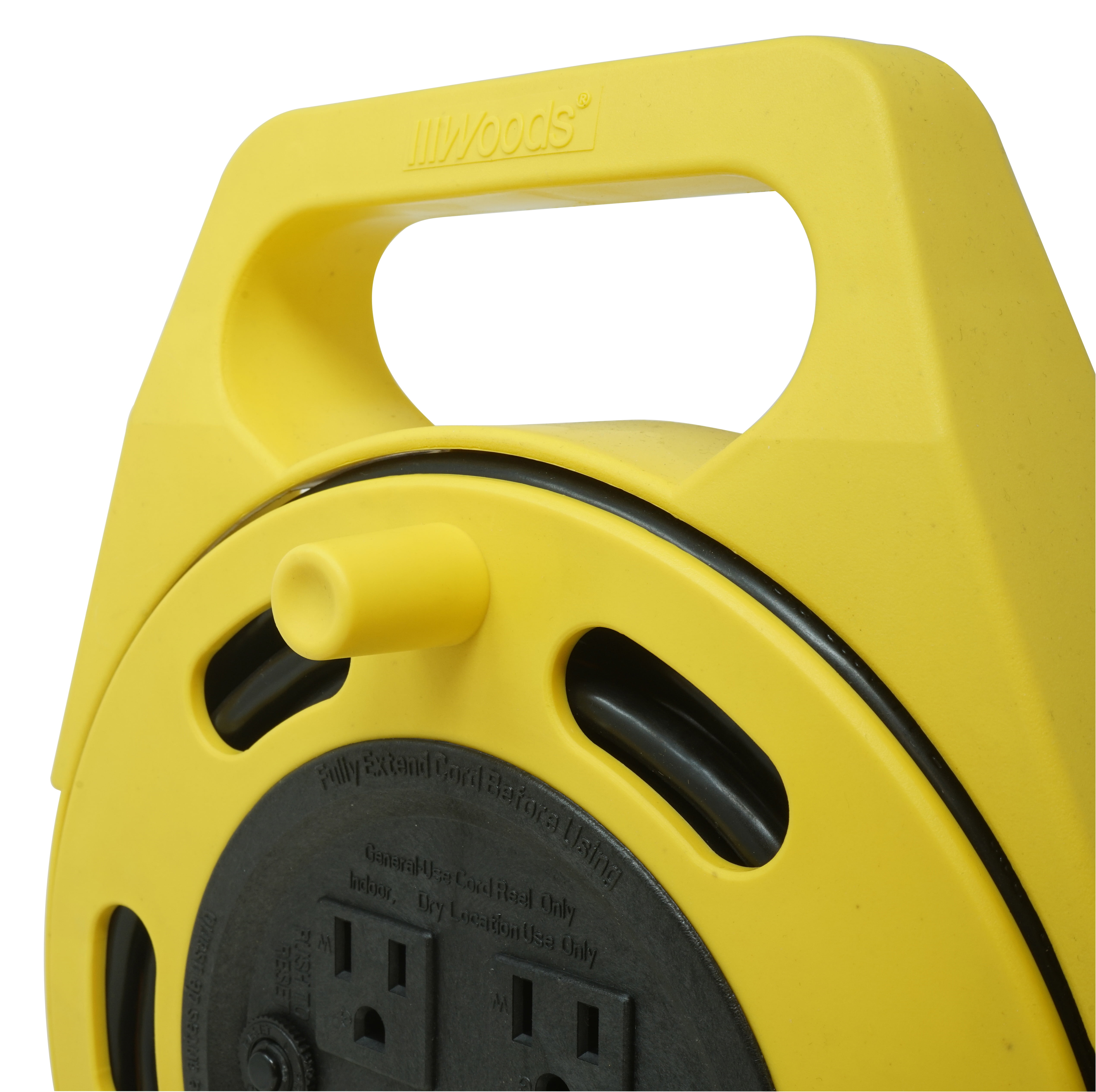 Woods 2801 Extension Cord Reel With Four 3-Prong Power Outlets