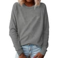 thumbnail image 2 of Teissuly Fashion Women Casual Solid Long Sleeve Pullover Plush Sweatshirt Tops, 2 of 5