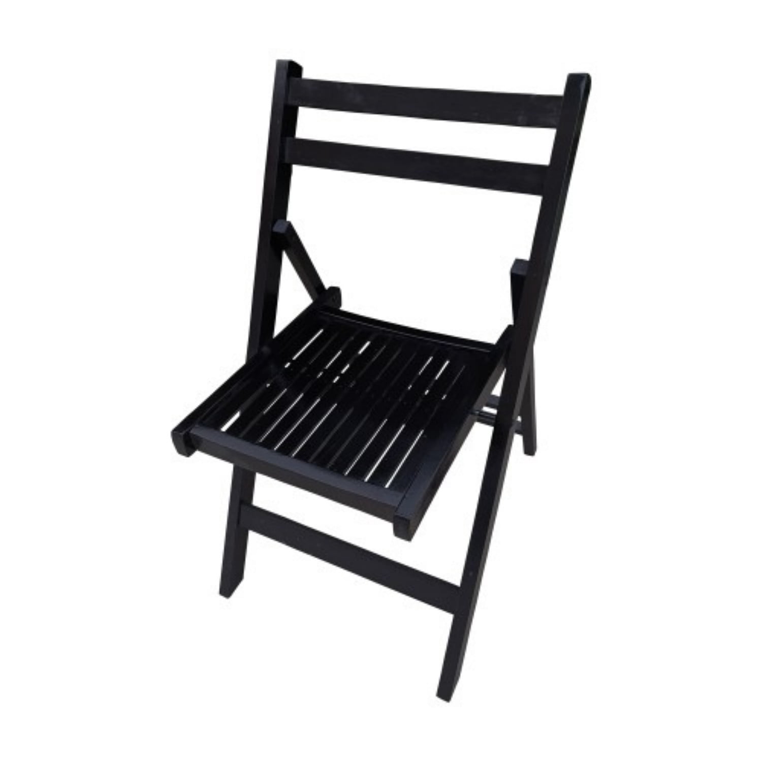 Folding Chairs Set of 4, Solid Wood Folding Chairs with Slatted Seat, Portable Event Chairs for Dining Room, Kitchen, Wedding & Party, Black