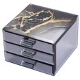 thumbnail image 1 of Multi Color Marble Look Lid with 3 Black Lined Drawers Jewellery Box, 1 of 1
