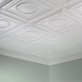 thumbnail image 2 of FASÄDE Rosette Decorative Vinyl 2ft x 4ft Glue Up Ceiling Panel in Matte White (5 Pack), 2 of 5