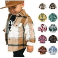 thumbnail image 2 of Baby Boys Girls Flannel Shirt Jackets Unisex Toddler Plaid Long Sleeve Lapel Button Shirts Fall Winter Warm Coat Outwear, 2 of 5