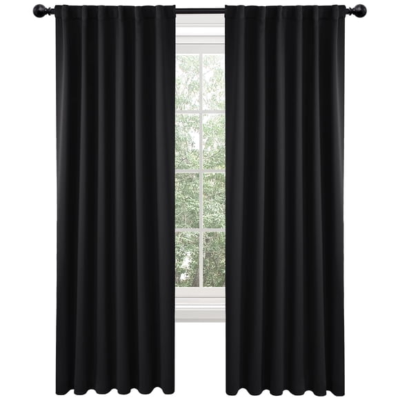Cortinas opacas Deconovo, color negro, 213 x 213 cm, para dormitorio