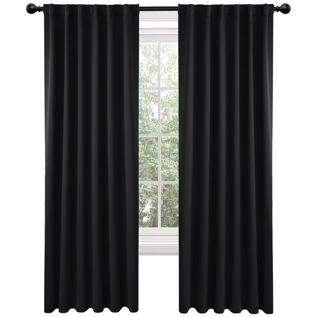 Cortinas opacas Deconovo negras de 213 cm para dormitorio, 2 paneles