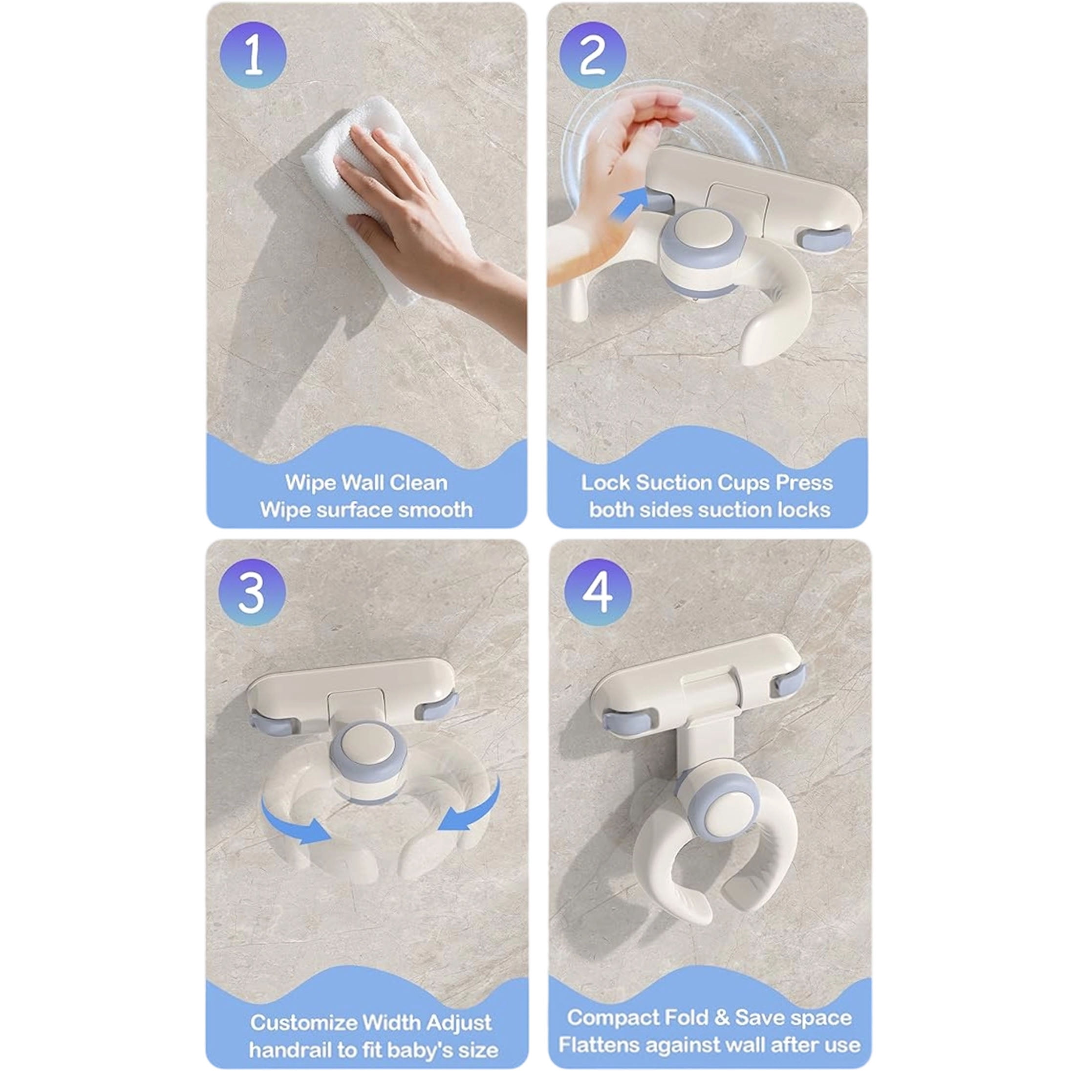 Baby Shower Stand - Wall Mount Baby Shower Standing Support, Adjustable Height,Foldable Baby Bath Support Stand for 6-36 Months Toddler Standing Assistance