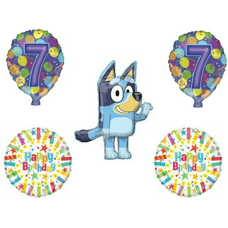 Bluey 7th Seventh Pink Happy Birthday Party Balloons Decorations Supplies Puppy Dog Heeler…