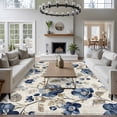 thumbnail image 3 of 6'x9' Area Rugs, Blue Gray Spring Floral Indoor Outdoor Area Rug for Living Room Bedroom, Vintage Botanical Washable Bathroom Rugs Kitchen Floor Carpet Mats Home Decor Aesthetic, 3 of 8