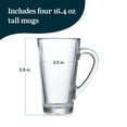 thumbnail image 2 of Libbey Cavana Tall Clear Glass Coffee Mugs Set of 4 (16.4 oz), Extra Tall Clear Coffee Mug with Handle, Tapered Latte Mug, Dishwasher Safe, 2 of 2