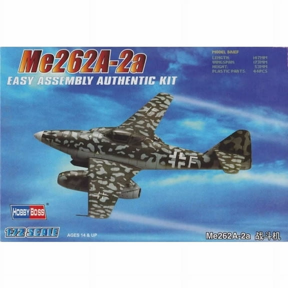 Me262A-2a Messerschmitt 1/72 Scale Plastic Model Kit Hobby Boss