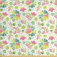 thumbnail image 1 of Colorful Fabric by the Yard, Pattern of Tropical Flowers and Leaves on Plain Background Natural Art, Upholstery Fabric for Dining Chairs Home Decor Accents, Pink White Apple Green by Ambesonne, 1 of 4