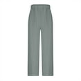 thumbnail image 5 of Clearance under 10.00 LYXSSBYX Womens Pants Clearance Women's Casual Solid Medium Waist Pocket Loose Split Ice Silk Wide Leg Pants, 5 of 6