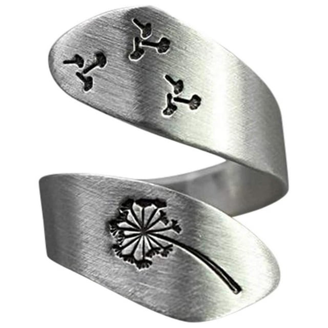 Anillo Abierto Ajustable Aleación Galvanoplastia Anillo De Arte Regalo Para Mujeres Y Niñas Montaña Pico Pino Árbol Diente De León Tallado Anillo Methold AP007162-01