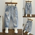 thumbnail image 2 of Pants Boys Wide Leg Jeans Loose Fit Denim Vintage Casual Wide Leg Jeans Streetwear Boys Cargo Pants Blue 12 Months-24 Months, 2 of 7