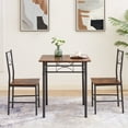 thumbnail image 3 of 3-Piece Retro Kitchen Table Set Antique Brown Square Dining Table with 2 Matching Chairs for Small Space, Breakfast Nook, 3 of 6